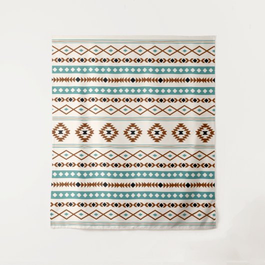 Tenture Aztec Turquoise en terre cuite noir Crm Motifs mix (Devant)