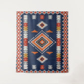 Tenture Azure Navy and Terracotta Geometric Tribal (Devant)