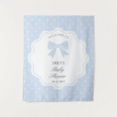 Tenture Baby Blue Bow Pois Baby shower garçon Bienvenue (Devant)