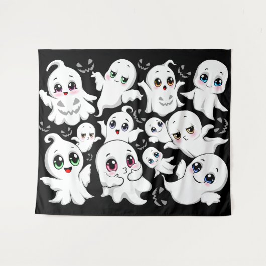 Tenture Baby Ghosts Éffrayant mignon Halloween humeur (Devant (Horizontal))