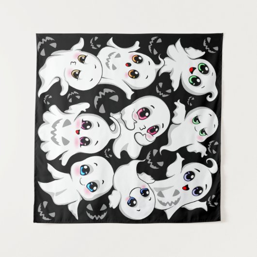 Tenture Baby Ghosts Éffrayant mignon Halloween humeur (Devant (Horizontal))