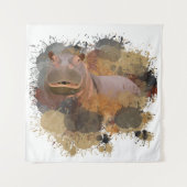 Tenture Baby Hippo Abstrait Paint Splatter Faune (Devant)