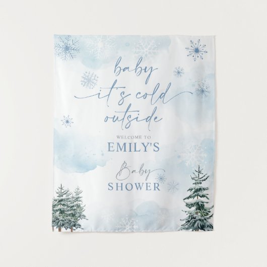 Tenture Baby It's Cold Outside Baby shower Backdrop (Devant)