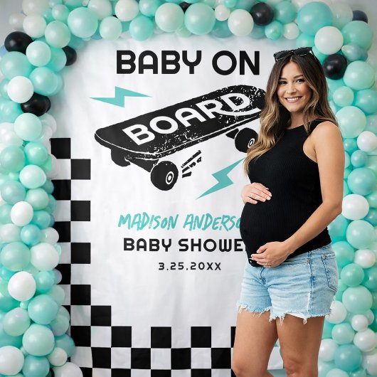 Tenture Baby on Board Skateboard Baby Shower Backdrop