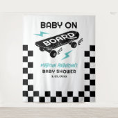 Tenture Baby on Board Skateboard Baby Shower Backdrop  (Devant)