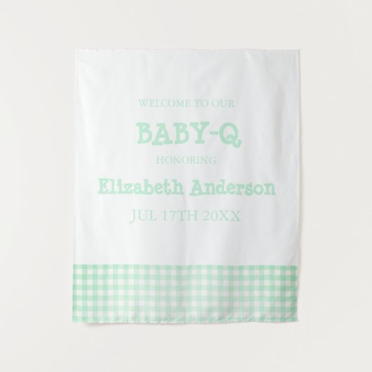 Tenture Baby-Q Mint Green Gingham Baby Shower (Devant)