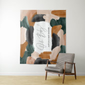 Tenture Baby shower abstrait en terre cuite verte (En situation)