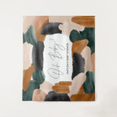 Tenture Baby shower abstrait en terre cuite verte (Devant)