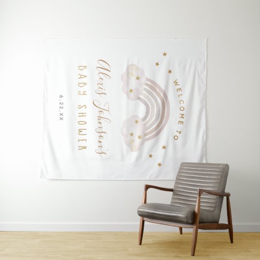 Tenture Baby shower arc-en-ciel Boho (En situation (horizontale))