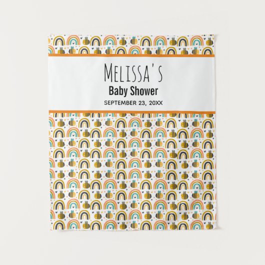 Tenture Baby Shower avec motif d'abeille à bourdonnement m (Devant)
