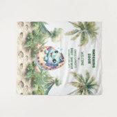 Tenture Baby shower Backdrop Hatching Bientôt Dino Design (Devant (Horizontal))