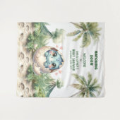 Tenture Baby shower Bannière éclosion Bientôt Dinosaure Bl (Devant (Horizontal))