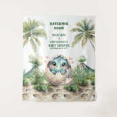 Tenture Baby shower Bannière éclosion Bientôt Dinosaure Bl (Devant)