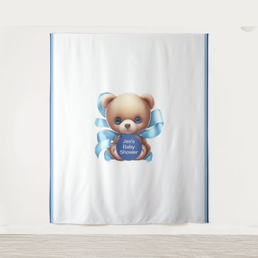 Tenture Baby shower bleu Teddy Bear (Devant)