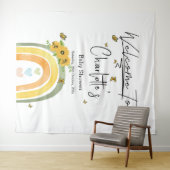 Tenture Baby Shower Bohème Arc-en-ciel avec Tournesols (En situation (horizontale))