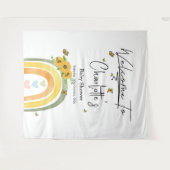 Tenture Baby Shower Bohème Arc-en-ciel avec Tournesols (Devant (Horizontal))