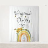 Tenture Baby Shower Bohème Arc-en-ciel avec Tournesols (Devant)