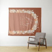 Tenture Baby shower bohème en terre cuite et herbe de la p (En situation (horizontale))