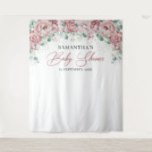 Tenture Baby shower bohème rose poudré eucalyptus doré (Devant)