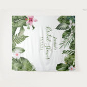 Tenture Baby Shower Botanique Feuilles Tropicales Aquarell (Devant (Horizontal))