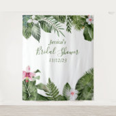 Tenture Baby Shower Botanique Feuilles Tropicales Aquarell (Devant)