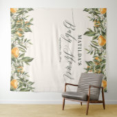 Tenture Baby shower botanique orange rustique pour nouveau (En situation (horizontale))