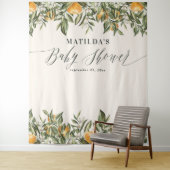 Tenture Baby shower botanique orange rustique pour nouveau (En situation)