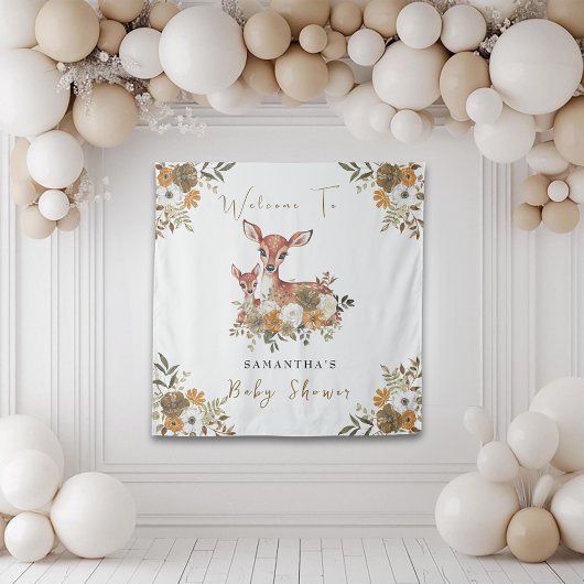 Tenture Baby shower Cerf Bois Rustique