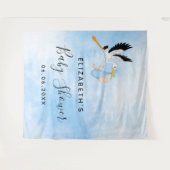 Tenture Baby Shower cigogne bleue garçon mignon (Devant (Horizontal))