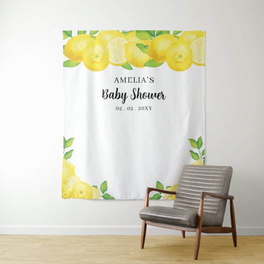Tenture Baby shower Citron Citron moderne (En situation)