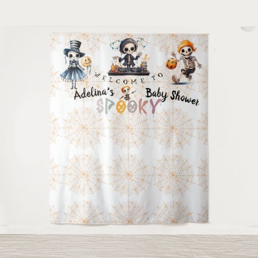 Tenture Baby shower Costume Halloween Boo Skeletons Éffray (Devant)