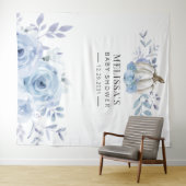 Tenture Baby shower Courge Fleurie Bleu Poussiéreux (En situation (horizontale))
