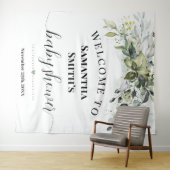 Tenture Baby shower d'accueil Eucalyptus verdure (En situation (horizontale))