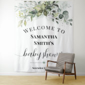 Tenture Baby shower d'accueil Eucalyptus verdure (En situation)