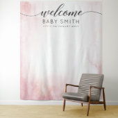 Tenture Baby shower d'accueil rose (En situation)