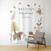 Tenture Baby shower d'animaux de forêt rustique (En situation)