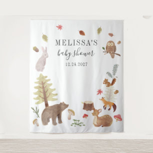 Tenture Baby shower d'animaux de forêt rustique