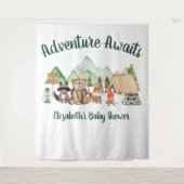 Tenture Baby shower d'animaux rustiques en bois (Devant)