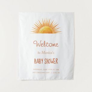 Tenture Baby shower d'aquarelle rétro Sunshine jaune