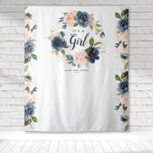 Baby shower de bienvenue Marine rose Floral Wreath