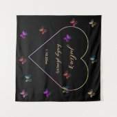 Tenture Baby shower de fille papillon de coeur rose (Devant (Horizontal))