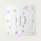 Tenture Baby shower de fille papillon de coeur rose (Devant (Horizontal))