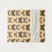 Tenture Baby shower de filles papillon orange moderne (Devant (Horizontal))