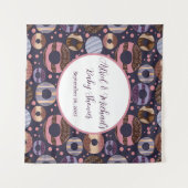 Tenture Baby shower de filles violettes de beignes douces (Devant (Horizontal))