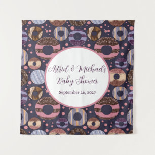 Tenture Baby shower de filles violettes de beignes douces
