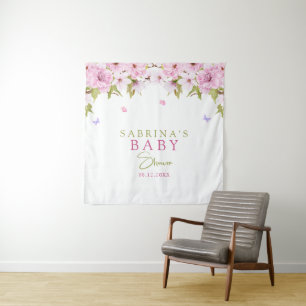 Tenture Baby shower de fleurs de cerisier d'aquarelle