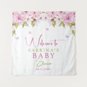 Tenture Baby shower de fleurs de cerisier d'aquarelle (Devant)
