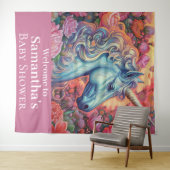 Tenture Baby shower de licorne magique (En situation (horizontale))