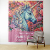 Tenture Baby shower de licorne magique (En situation)