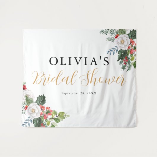 Tenture Baby Shower de Noël Hivernal (Devant (Horizontal))